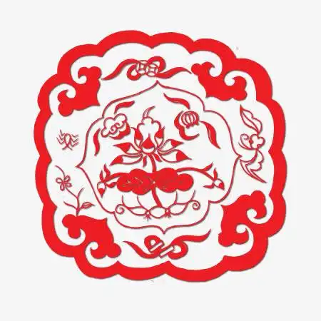 古典圆形吉祥纹样红色边框