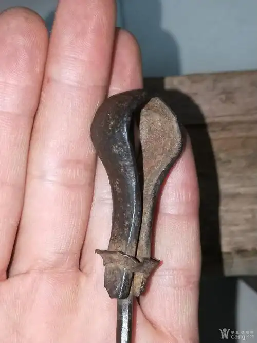 清代手工锻造的铁锥子铁茶针