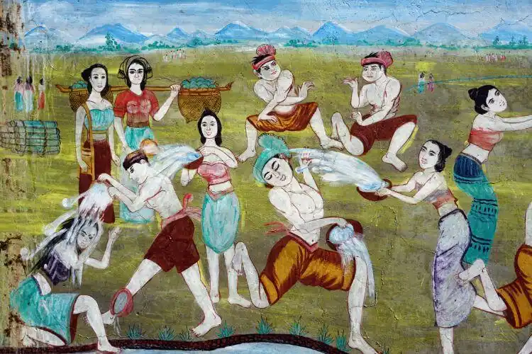 傣族村寨壁画,栩栩如生,悠然古朴.