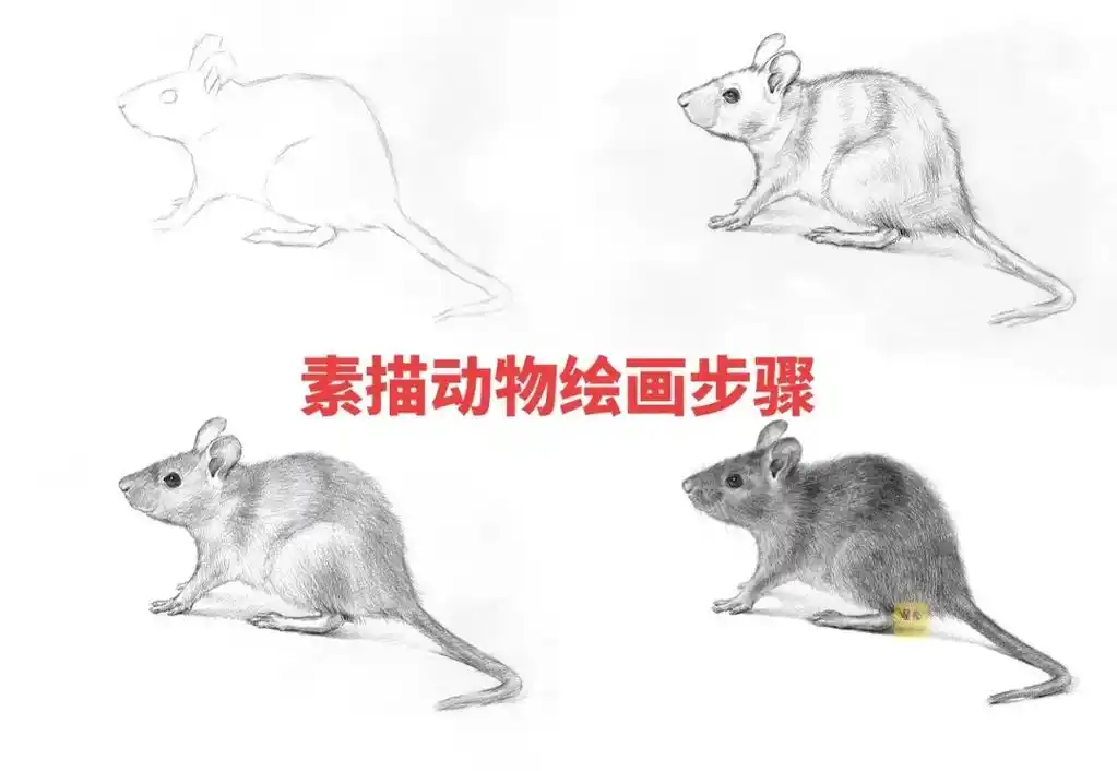 素描动物小老鼠绘画步骤.
