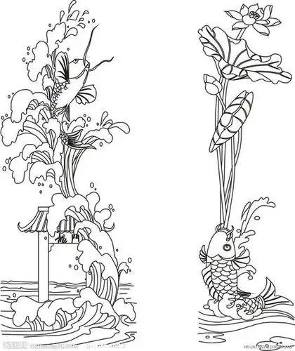 鲤鱼跳龙门图片简笔画
