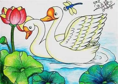 三年级本周完成:儿童画 荷