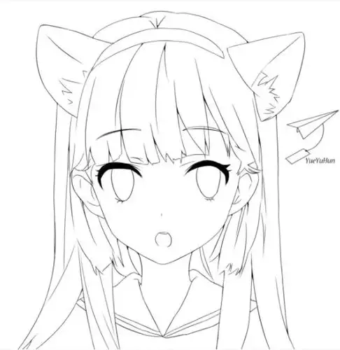 黑白线稿:动漫卡通人物线稿