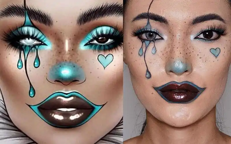 【蛇婆娘】facechart蓝色小丑妆容仿妆练习_哔哩哔哩_bilibili