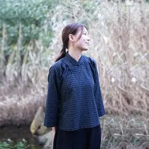 有叙中式原创设计|民国文艺复古倒大袖手工扣斜襟大襟褂亚麻上衣