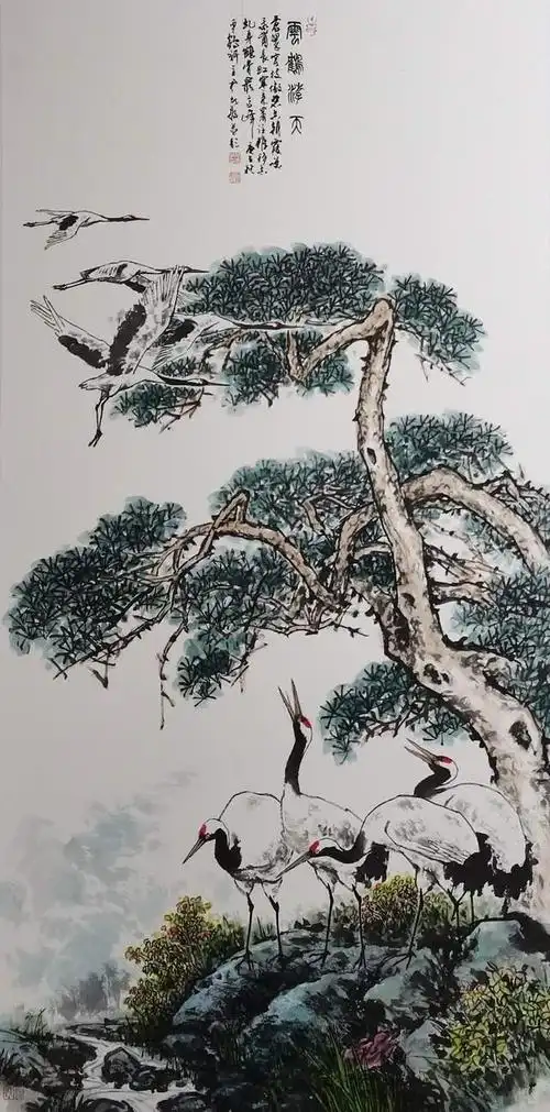 尹先敦国画作品集评,画作鹤舞九天仙气十足,被无数艺术大师赞赏