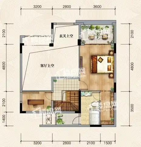重庆康田澜山樾2室2厅1卫户型图-重庆楼盘网