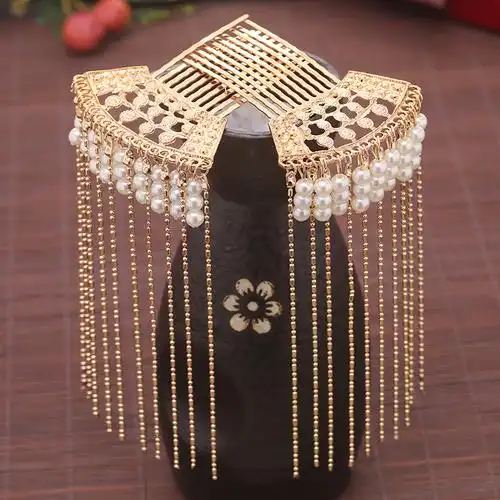 汉服古风插梳珍珠流苏发钗步摇古代发簪饰品发插古装发饰簪子配饰