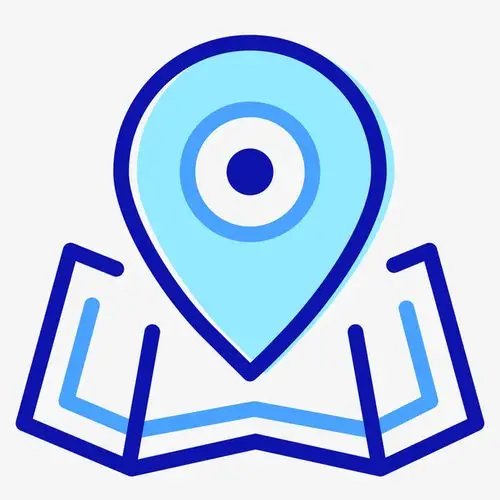 蓝色手绘地图定位元素