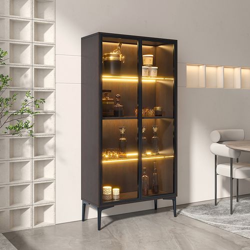 (今日5折)玻璃酒柜客厅靠墙现代简约家用轻奢风展示柜2022新款高档小