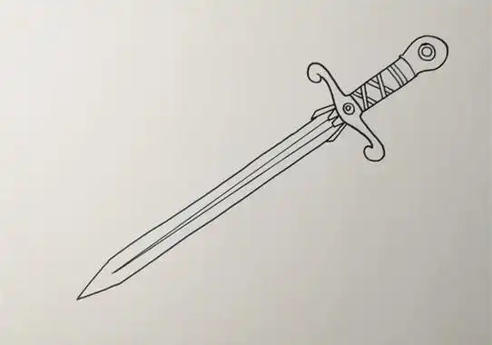 古代兵器简笔画图片_兵器剑的简单画法 - 育才简笔画