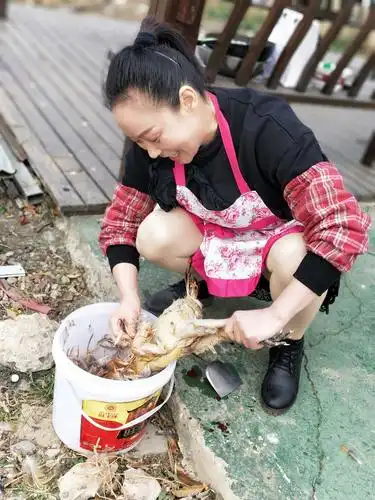 孔美女和国梅在杀鸡哇,好血腥哦⊙⊙!