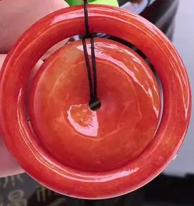 缅甸新款糯种红色红翡平安母子扣吊坠鉴定天然老翡翠通款玉佩挂坠