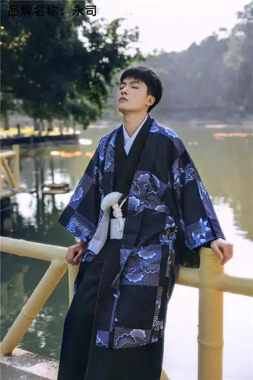 日本和服男正装男士传统日系服士羽织着物套装绅士正式外穿礼服送角带