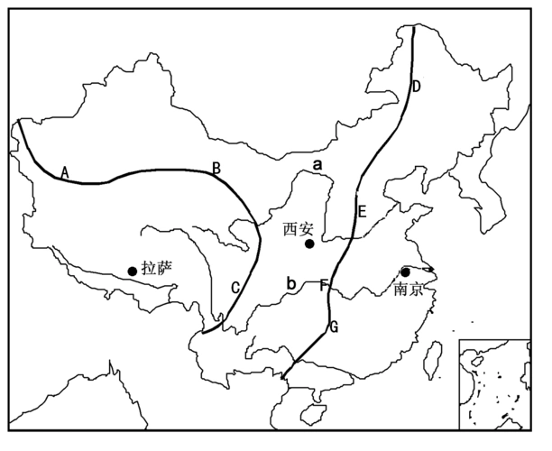 中国地理上册空白地图1