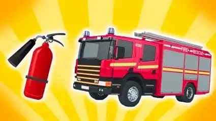 趣味颜色学堂,认识消防车,警车,救护车