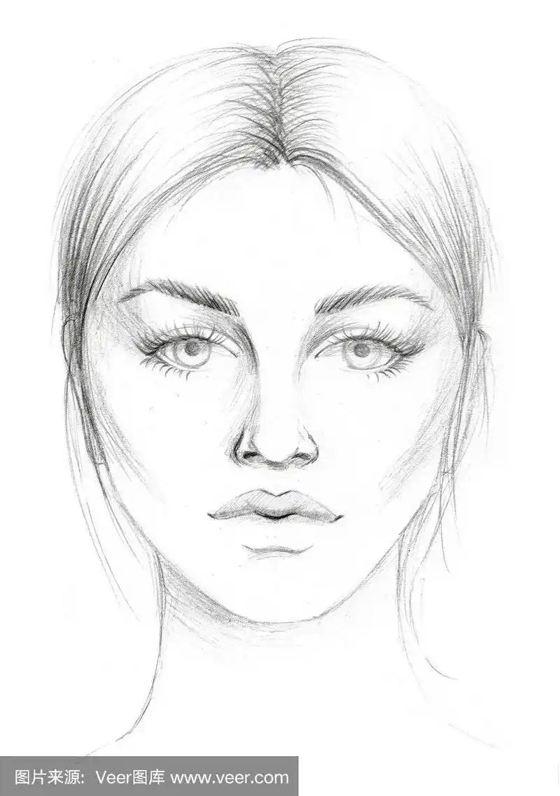 美丽女人的脸素描