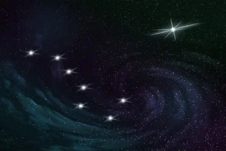 黑夜下的星空夜中的大熊和北极星星座