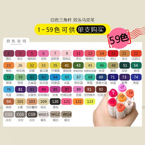 掌握三角笔杆马克笔油性笔套手绘设计彩色笔动漫高光绘画笔双头马克笔