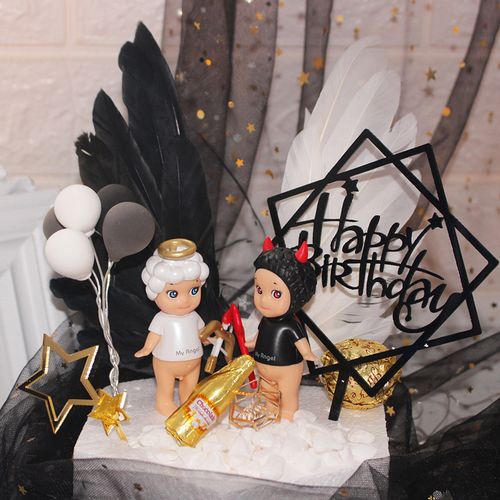 蛋糕装饰摆件 恶魔与天使蛋糕装饰 丘比特之箭羽毛翅膀蛋糕装饰