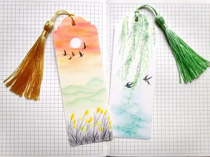 手绘书签春去秋来