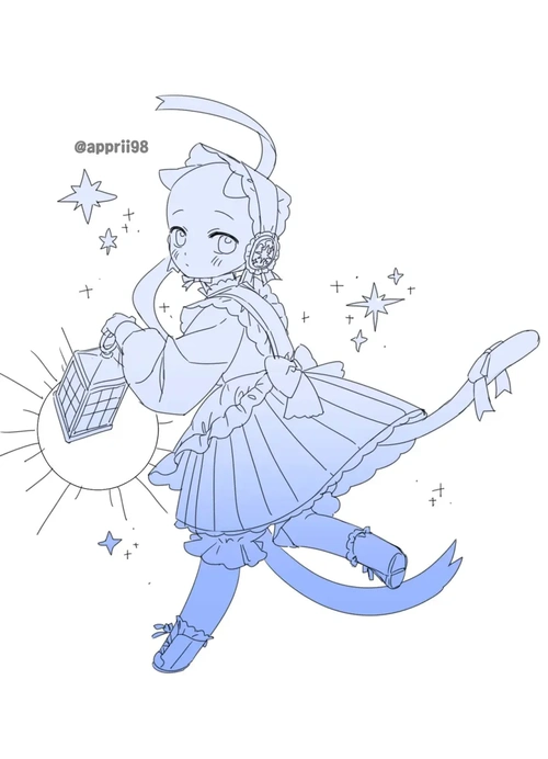 板绘临摹提灯小精灵q版单人线稿