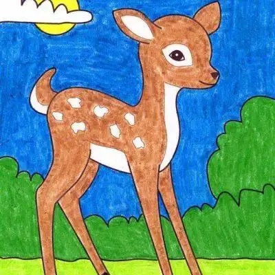 卡通彩色梅花鹿简笔画图片精选