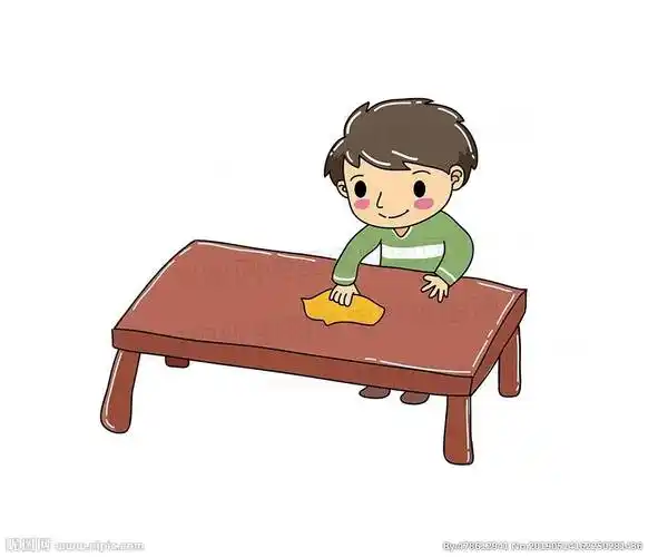 卡通手绘女孩擦桌子免抠场景素材卡通可爱小女孩擦桌子做家务插画元素