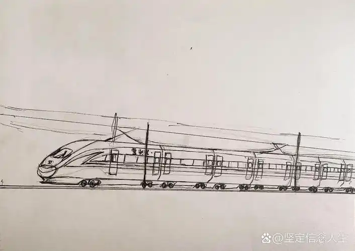 原创动车手绘-复兴号列车红神龙(步骤图) 08