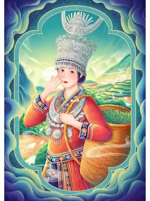 国潮插画  #插画分享  #插画师分享  #原创插画  #苗族女孩  #苗族