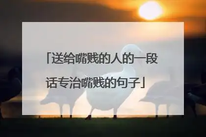 送给嘴贱的人的一段话专治嘴贱的句子