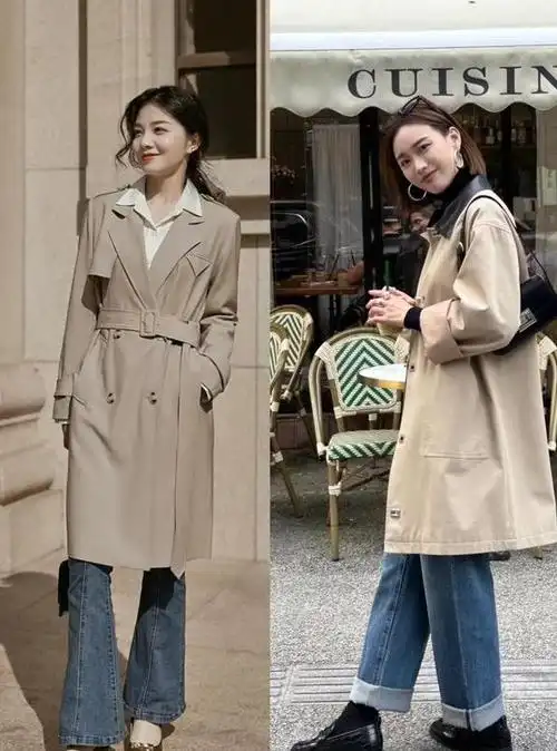 风衣牛仔裤的搭配之美