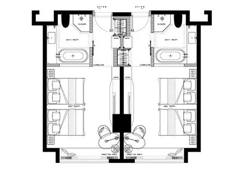 这两天做的一个酒店客房的三种平面布置方案.求指教