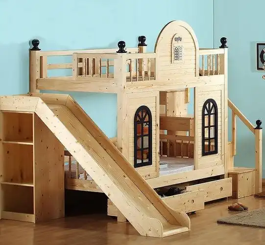 最新家居带滑梯的儿童床装修效果图