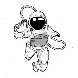 pngpsd2000*2000手绘线稿宇航员写实航空航天宇宙装饰pngpsd2000*2000