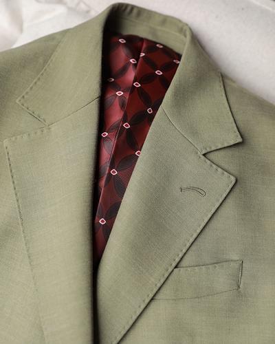 休闲米兰眼西装男秋季单排扣修身免烫商务垂感那不勒斯平驳领外套