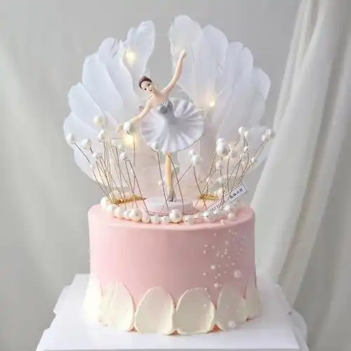 芭蕾舞女孩生日蛋糕装饰摆件网红儿童跳舞美少女公主生日烘焙插件