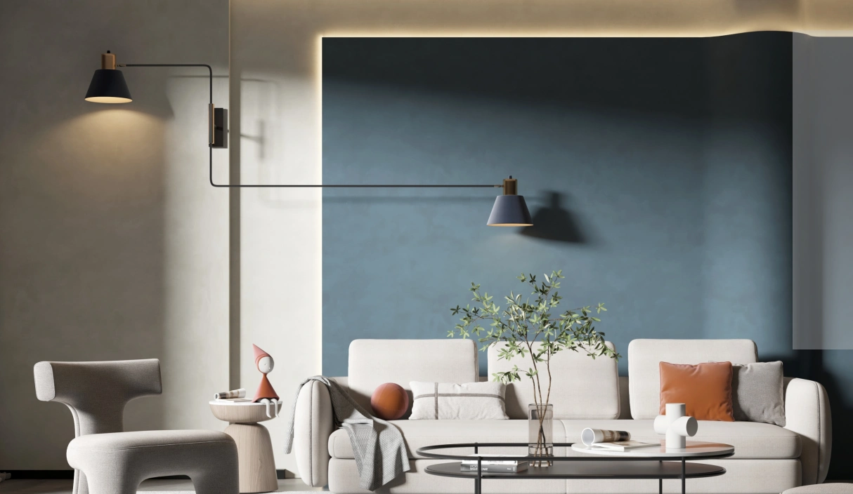 小清新风格艺术漆的客厅有多美