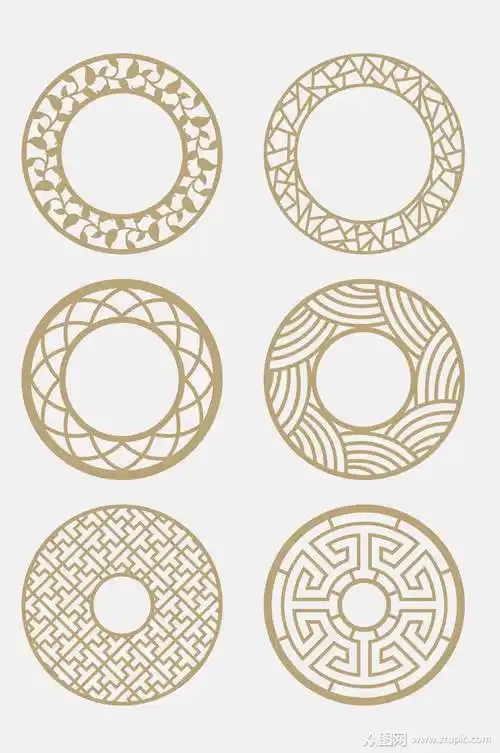 简约古代圆形图案免抠元素