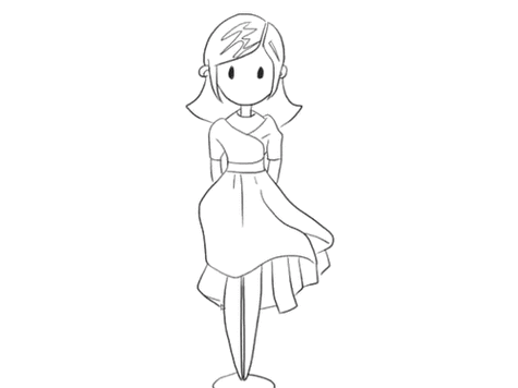 穿漂亮裙子的小女孩简笔画