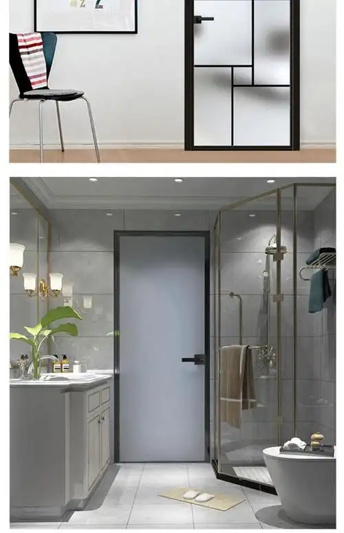 超白长虹玻璃门 网红极窄长虹玻璃卫生间平开门浴室钢化简约铝合金