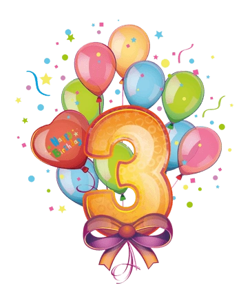 卡通手绘彩色气球数字3