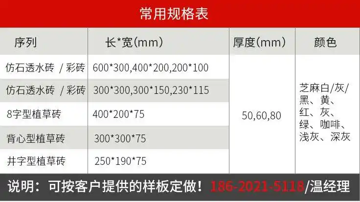 仿石生态透水砖 pc仿花岗岩砖 50厚仿荔枝面pc砖 规格 尺寸