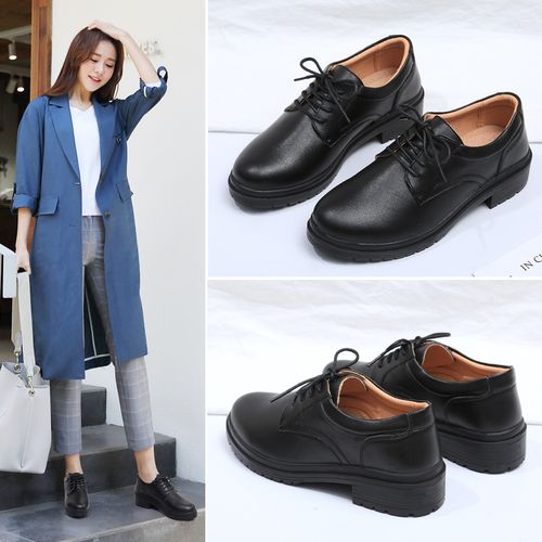 西装鞋子女_春秋英伦风正装小皮鞋女黑色配西装鞋子通勤女鞋职业鞋