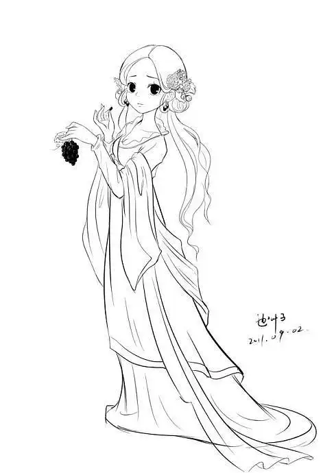 古装美女简笔画简单
