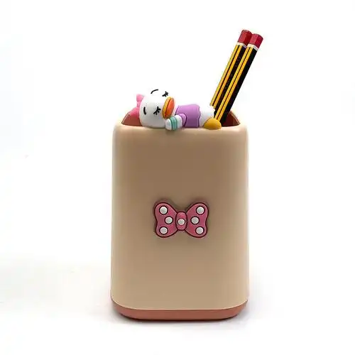 创意个性可爱卡通公仔笔筒桌面收纳盒时尚儿童学生文具办公室摆件蓝方