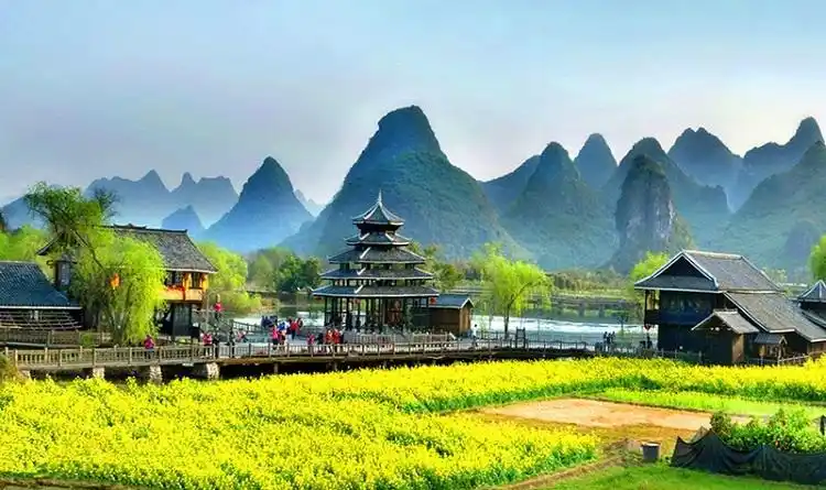 桂林阳朔世外桃源景区山水风光(阳朔3个特色美景)