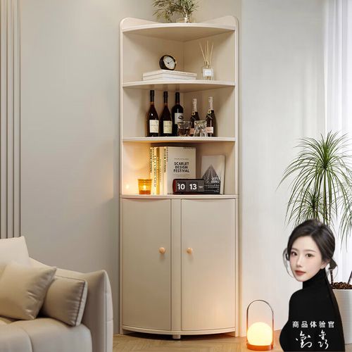 柜墙角三角形置物架客厅卧室角落收纳边柜现代拐角储物柜 【柜门】120