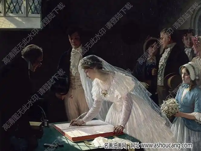 雷顿油画作品登记婚礼高清大图下载