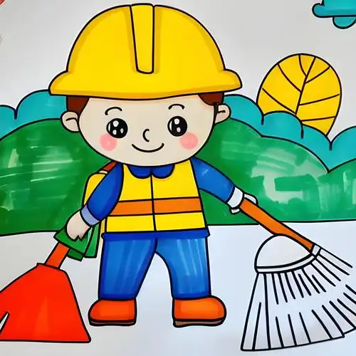 环卫工人儿童简笔画